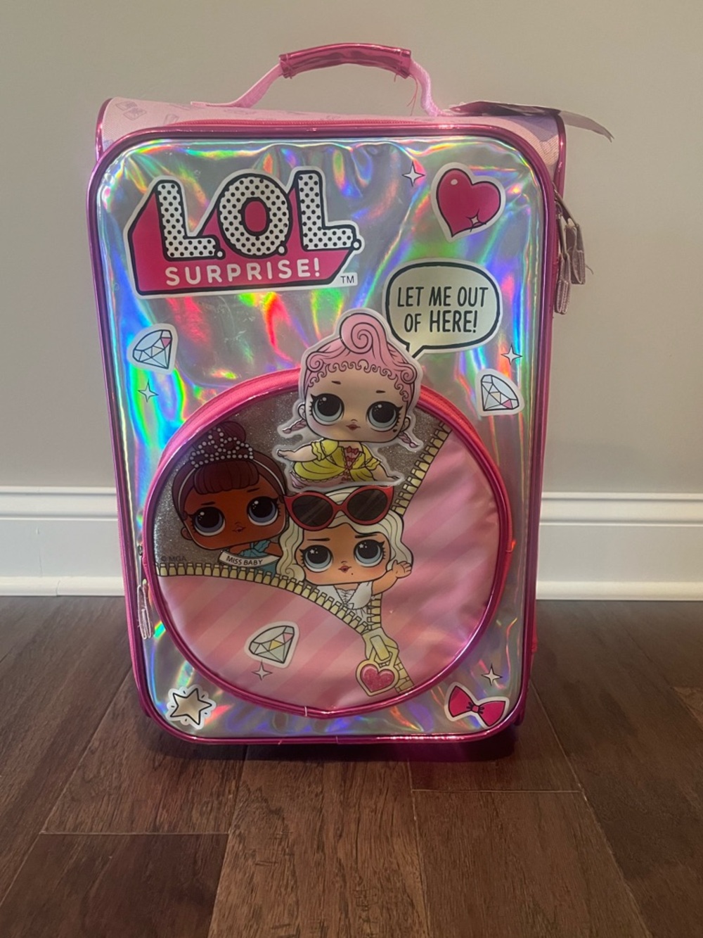 L.O.L. Surprise! Holographic Pink Character Rolling Suitcase